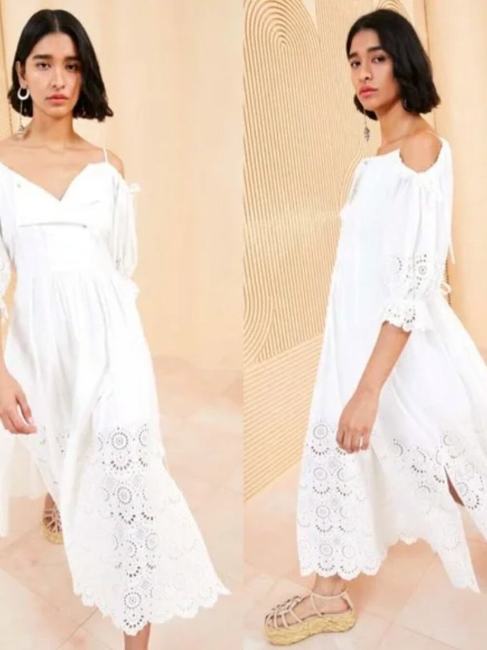 ULLA JOHNSON Narcisa White midi broderie anglaise cotton eyelet maxi dress sz 6